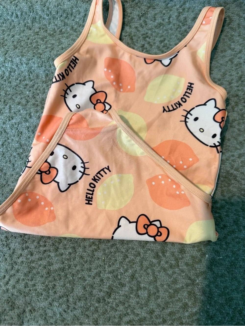 Mini Boden Blue Dolphin & Peach Hello Kitty Girls One-Piece Swim Set